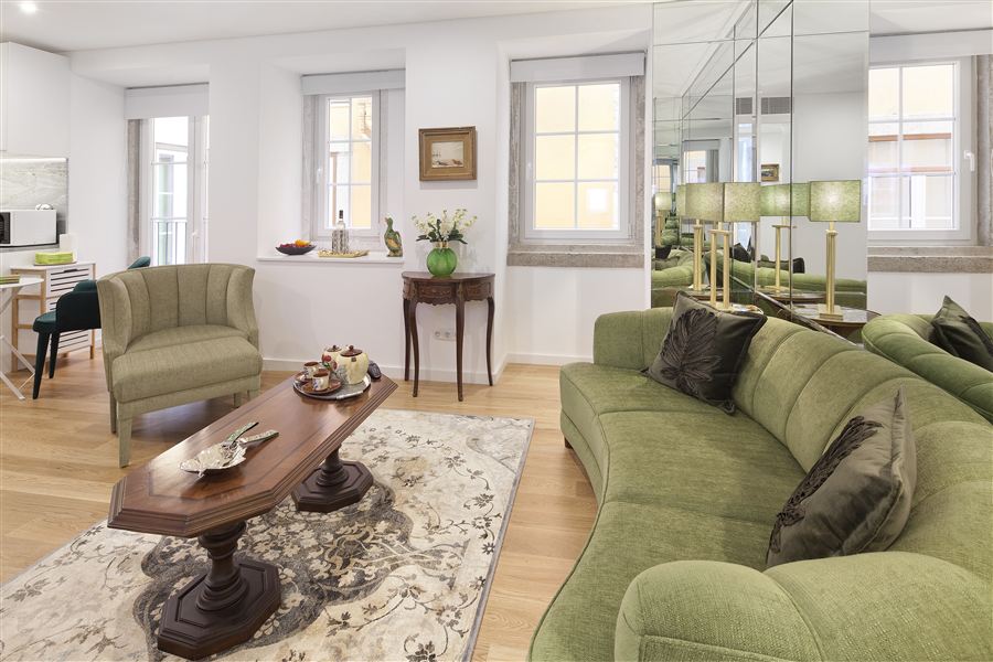 Mint, a one-bedroom apartment in Chiado, Lisbon — living room